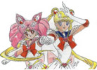 Sailor Chibi Moon and Sailor Moon drawn from an image online.